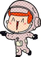 happy cartoon astronaut pointing vector