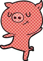 happy cartoon pig vector