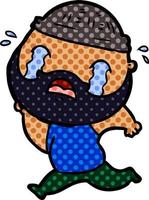 cartoon bearded man crying vector