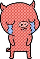 cartoon pig crying vector