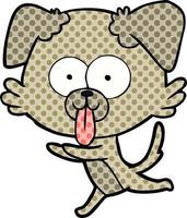 cartoon running dog with tongue sticking out vector