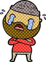 cartoon bearded man crying vector