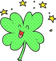 happy cartoon four leaf clover vector