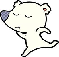 happy cartoon polar bear running vector