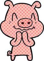 nervous cartoon pig vector