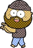 cartoon bearded man grasping vector