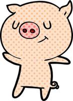 happy cartoon pig vector