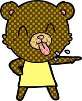 rude cartoon bear pointing vector