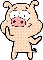 happy cartoon pig vector