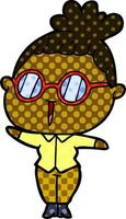 cartoon woman wearing spectacles vector