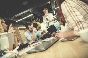 multiethnic business team learning about drone technology photo