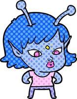 pretty cartoon alien girl vector