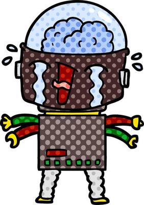cartoon crying robot