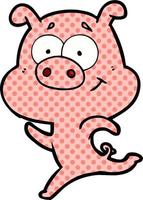 happy cartoon pig running vector