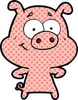 happy cartoon pig vector