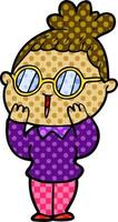 cartoon woman wearing spectacles vector