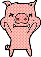 angry cartoon pig vector