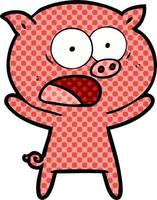 cartoon pig shouting vector