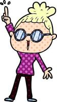 cartoon woman wearing spectacles vector