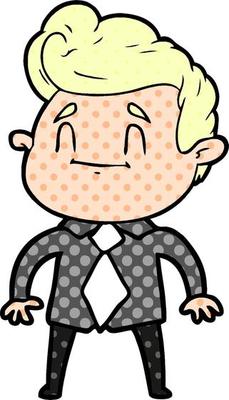 happy cartoon man in office clothes