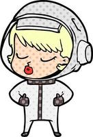 cartoon pretty astronaut girl vector