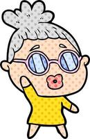 cartoon woman wearing spectacles vector