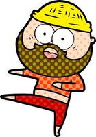 cartoon surprised bearded man dancing vector