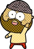 cartoon bearded man holding up hand vector