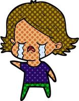 cartoon girl crying vector