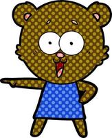 laughing pointing teddy bear cartoon vector