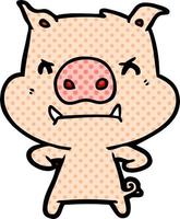 angry cartoon pig vector