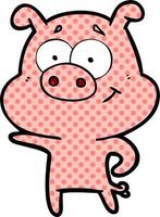 cartoon pig pointing vector