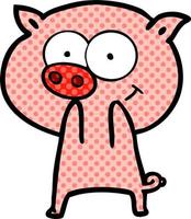 cheerful pig cartoon vector