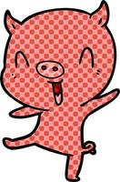 cartoon pig dancing vector