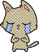 crying cartoon cat vector