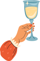 Woman's hand with a glass png