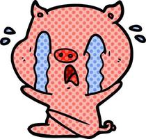 crying pig cartoon vector