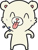 rude cartoon polar bear sticking out tongue vector