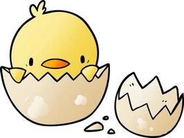 cute cartoon chick hatching from egg vector