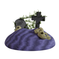 3d grave with skull png