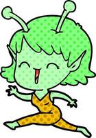 cartoon alien girl laughing vector