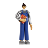 professeur 3d tenant un livre png