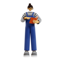 3d Teacher Reading Book png