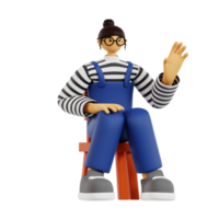 professor 3d diz para você se acalmar png