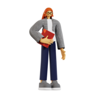 3d Teacher Holding book png