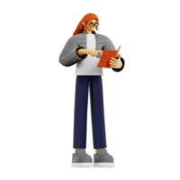 3d Teacher Reading Book png