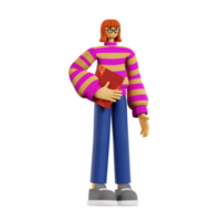 professeur 3d tenant un livre png