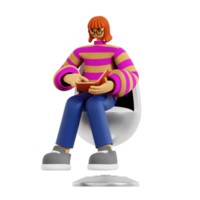 livre de lecture de professeur 3d png