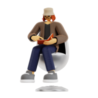 3d Teacher Reading Book png