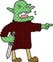 cartoon goblin with knife vector